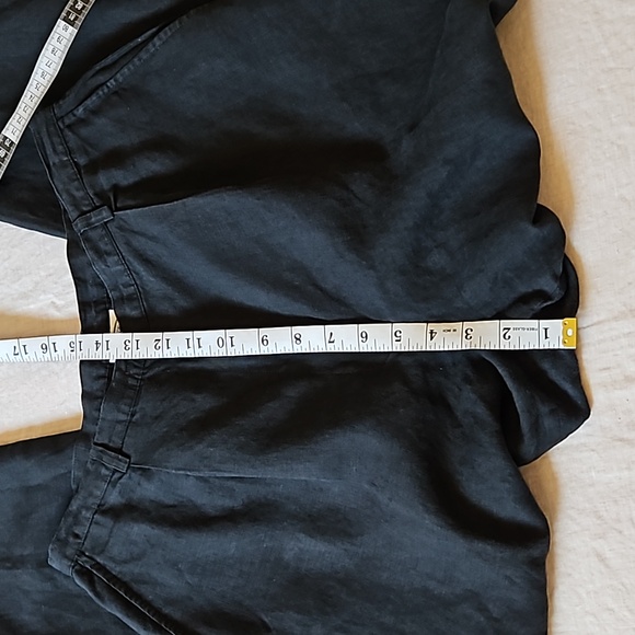 Laura Ashley Black 100% Linen Trousers Tapered Pleated Pants Size 12 - Picture 10 of 17